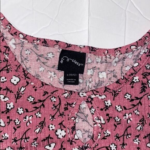 Art Class Pink Floral Long Sleeve Shirt L 10-12 - Picture 3 of 4
